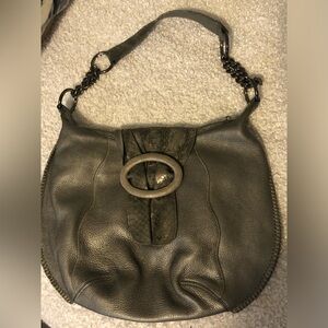 FALCHI LEATHER BAG SILVER shown during live sale